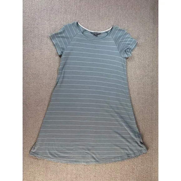 Free Fly Apparel Dockside Striped T-Shirt Dress Bamboo Casual Leisure Small
