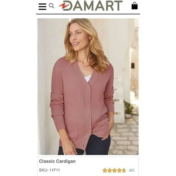 Damart Classic Cardigan in deep red excellent pre owned condition $50 Msrp Large