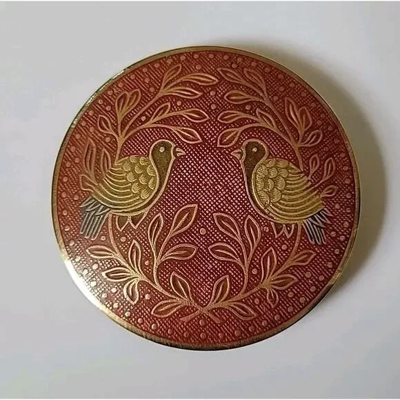 Vintage Enameled Cloisonne‎ Brass Belt Buckle 3.5