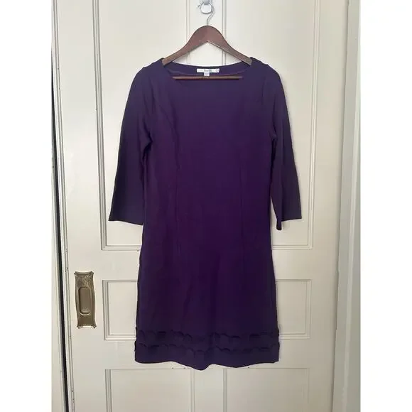 Boden Round Neck Sheath Dress Womens Size 8 Purple Classic Preppy Office