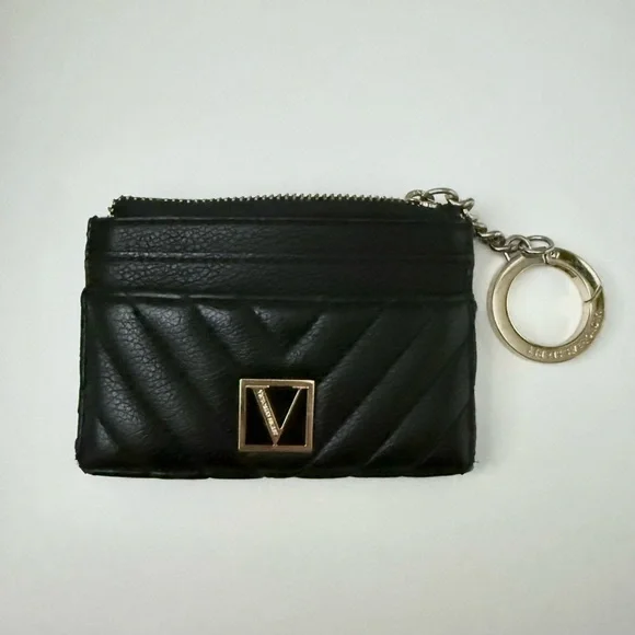 [5x$25] ⭐️ Victoria’s Secret Black Quilted Slim Card Holder Coin Wallet