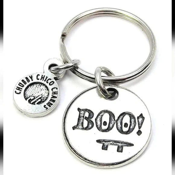 Pewter Keychain Halloween Chubby Chico Charms‎ BOO! Halloween Keyring NWT