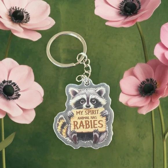 🔥RACCOON EMOTIONAL SUPPORT KEYCHAIN (RABIES)