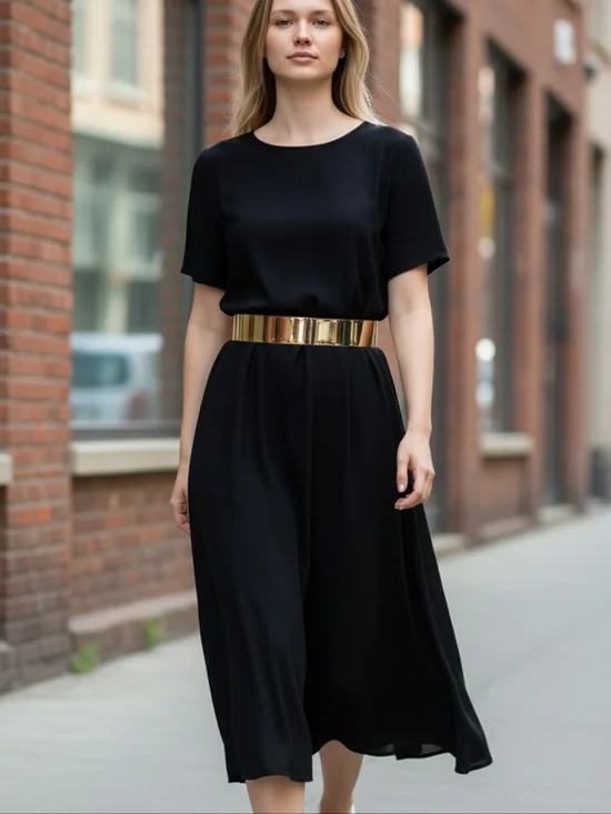 Gold Metal Waist Belt — Sleek Statement Belt (Gold) One Size Adjustable Any Size