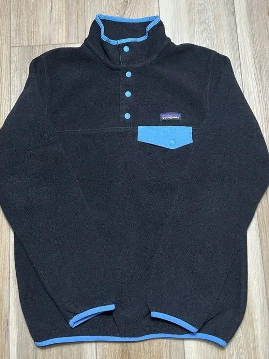 Patagonia Synchilla Snap T Black Fleece Pullover Sweater - Women Size Small