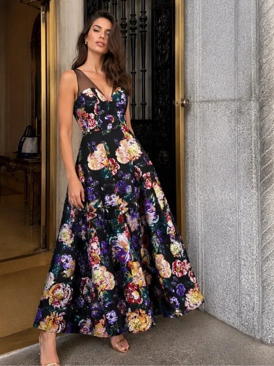 Marchesa Notte Womens Jacquard Gown size 6 NEW