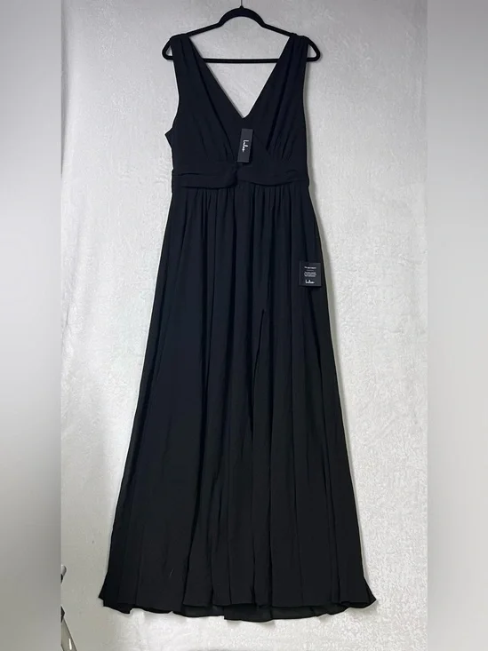 Lulus Thoughts of Hue Black Surplice Maxi Dress Size XL NWT V-Neck Formal Gown