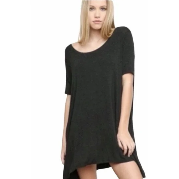 BRANDY MELVILLE Aneita Swing Tunic Mini Dress‎ Womens One Size Shark Bite Hem