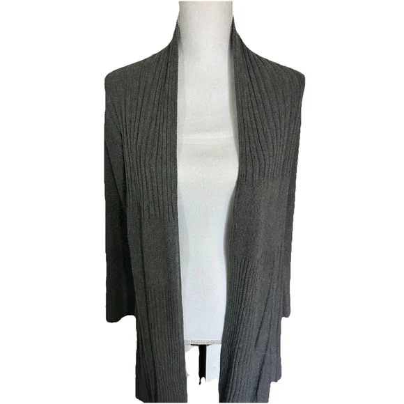 Magnolia Grace‎ HERSHA Gray Ribbed Knit Lightweight Cardigan Sweater Small NWT