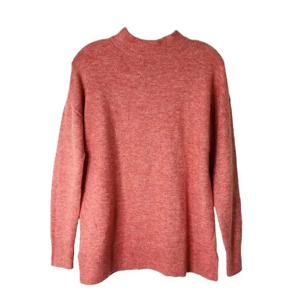 NEW pink peach mock neck pullover preppy oversized sweater small