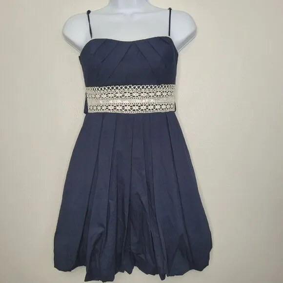 Speechless navy white bubble hem cottage cute short minimalist dress size 5