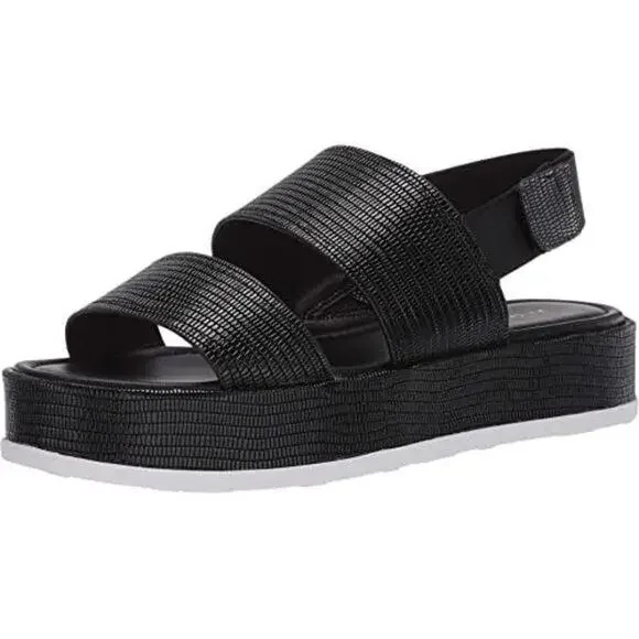 Via Spiga Gabourey2 Women's Black Leather Platform Sandals 8.5