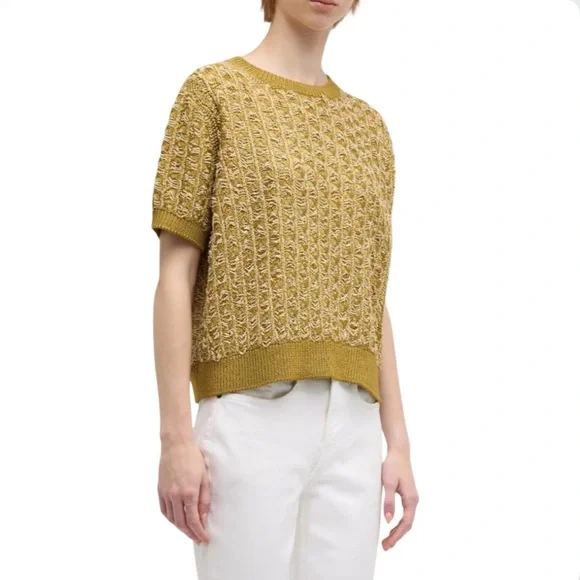 NWT Lafayette 148 New York Textured Stitch Crewneck Sweater Size S