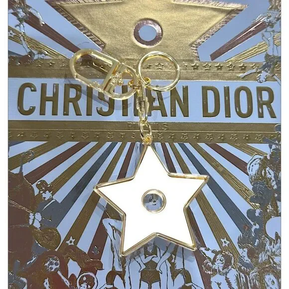 Dior Star Key Holder in Gold and White