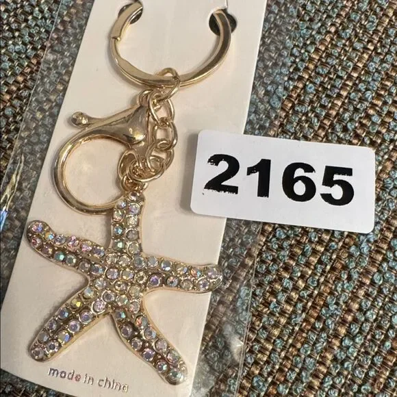 2165 Rhinestone Starfish Key Ring, Bag Charm