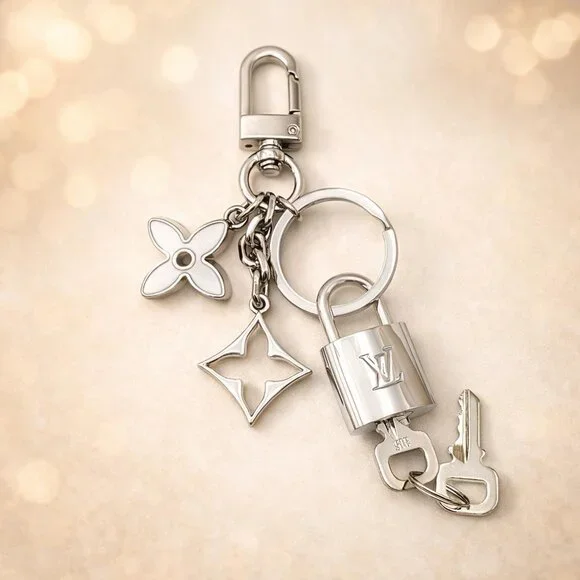 Authentic Louis Vuitton Padlock Gold 🔒 Key Set + Unbranded Metal Keychain Charm