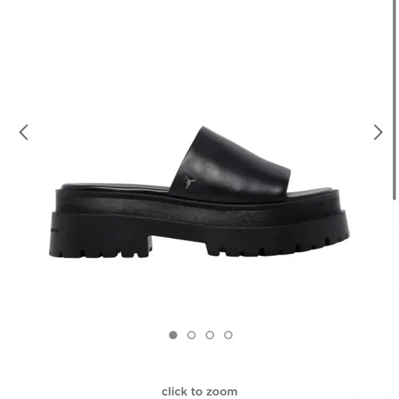 Windsor Smith Black Leather Platform Slide Sandals