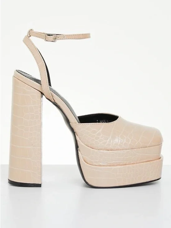 Never worn Moonchild closed toe statement platform heel - stone croc