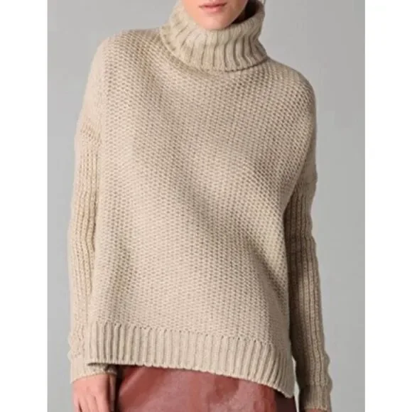 Vince Yak Wool blend tan turtleneck sweater size M