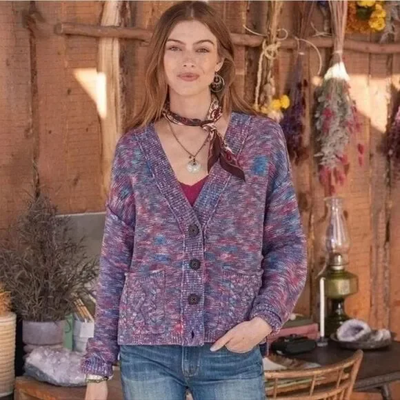 Sundance Multicolor Ragtime Oversized Colorful Button Down Sweater Cardigan M
