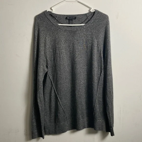INC International Concepts Metallic Gray Crewneck Sweater