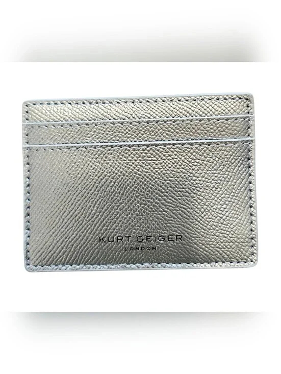 Kurt Geiger Metallic Pewter Richmond Card Holder, New