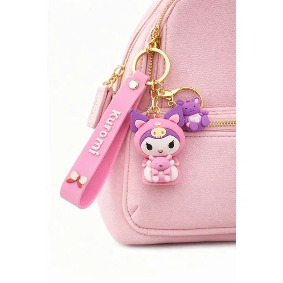 SANRIO‎ KUROMI Keychain Wristlet Charm Pink & Purple Silicone