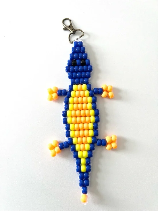 Handmade Beaded Crocodile Keychain 8.5”