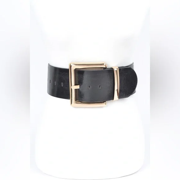 Metallic Vegan Leather Waist Statement Belt