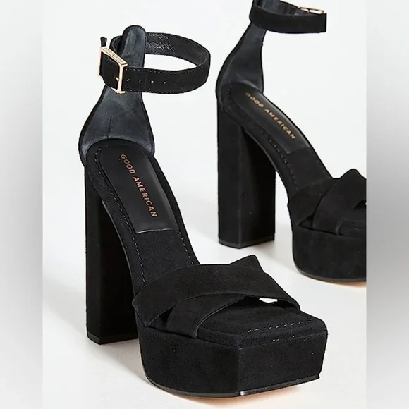 Good American Description Square Toe Platform Heel Sandals