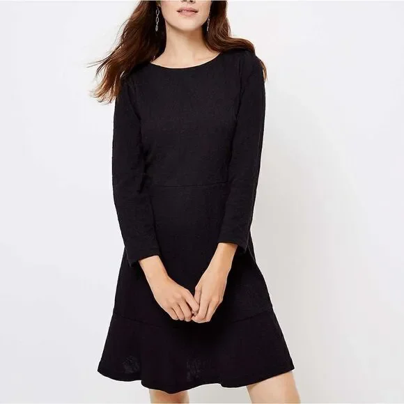 Loft Black Long Sleeve Midi Dress