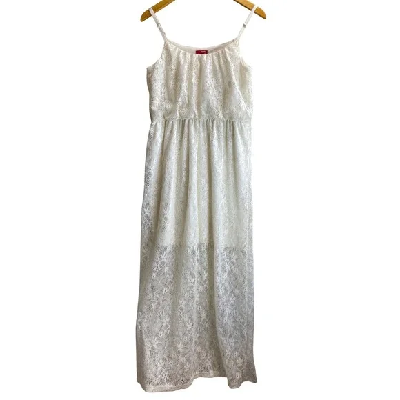 Bongo Womens Cream White Lace Maxi Dress Elastic Waist Boho‎ Cottagecore Large