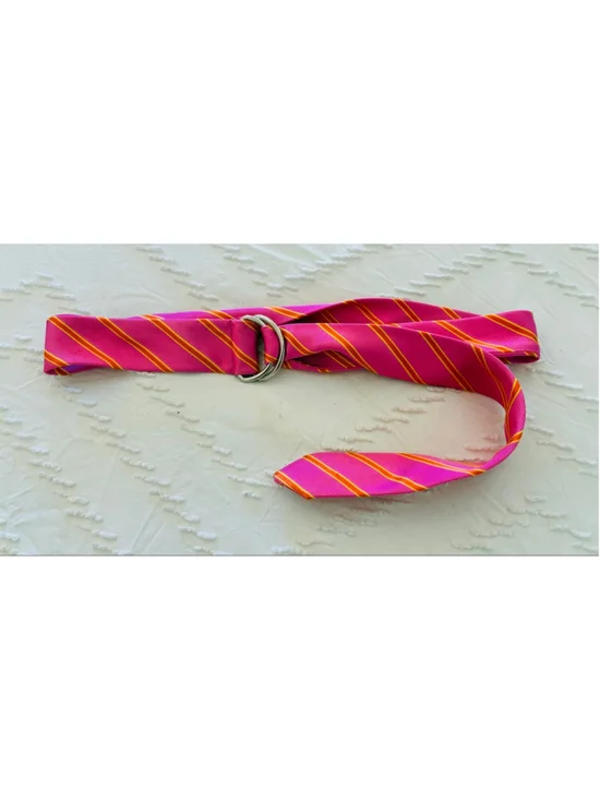 Vintage silk Old Navy Pink & Orange Striped D-Ring Belt