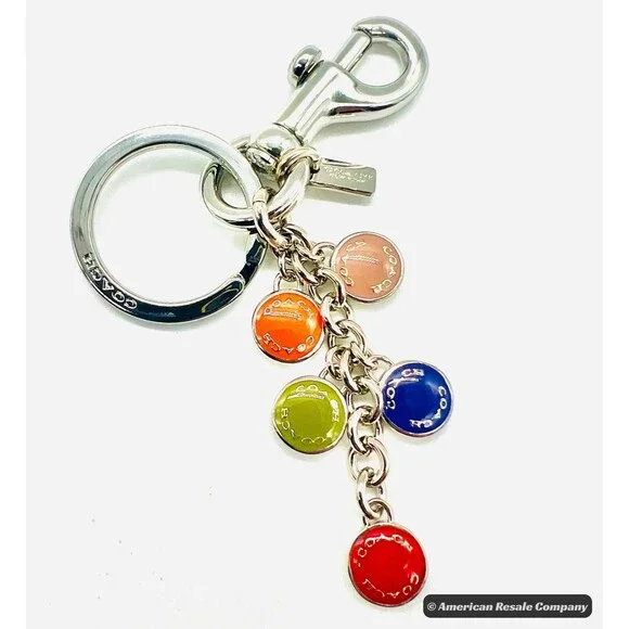 Rare COACH Buttons Multi Mix Trigger Snap Keychain  #F63982