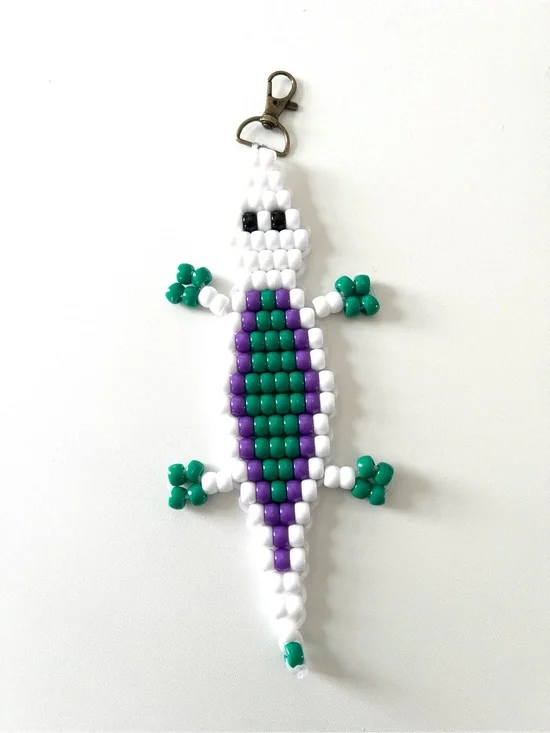 Handmade Beaded Crocodile Keychain 8.5”
