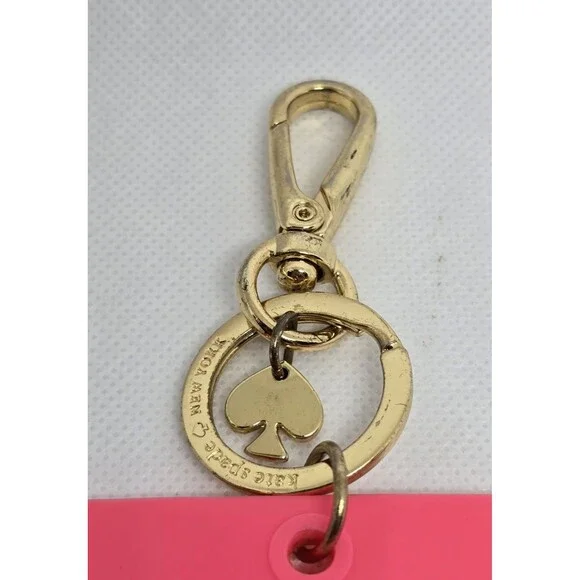 Kate Spade New York Gold Metal Spade Logo Key Fob Chain Ring Accessory 04