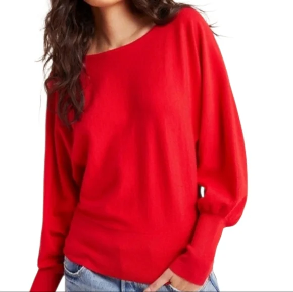Anthropologie Red Dolman Sleeve Sweater Small Petite, NWT
