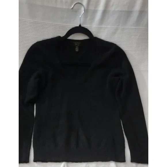 Charter‎ Club Luxury Black 100pre Cashmere V Neck Sweater XS softness authentic
