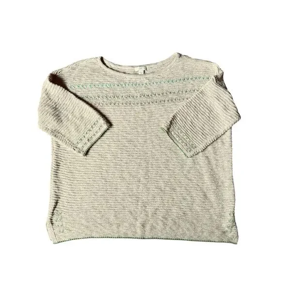 J.Jill Women’s Light & Airy Textured Boatneck Beige 3/4 Sleeves Sweater Sz. MP