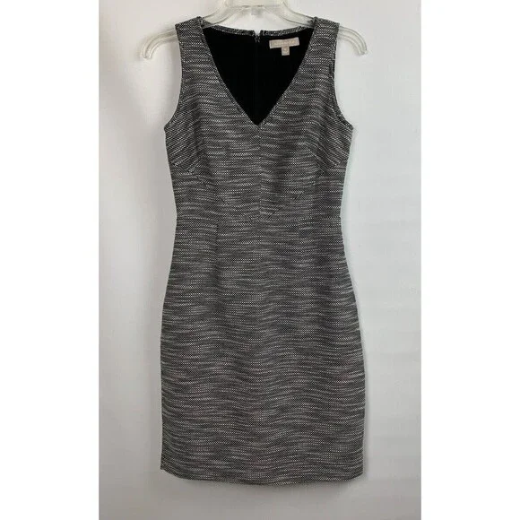 Banana Republic Dress Sleek Sheath Silhouette V-Neck Sleeveless Zip Lined 8P