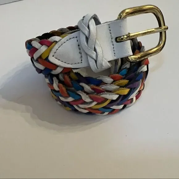 Vintage Capezio Argentina Woven Braided Leather Belt Multi-Color Small