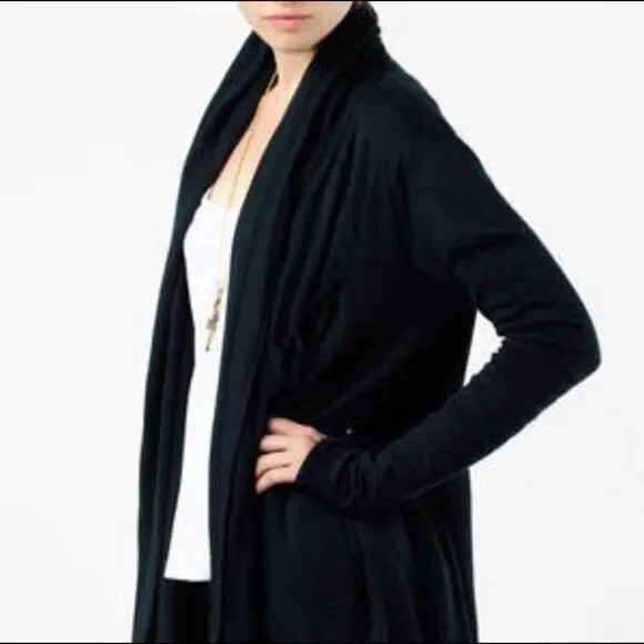 T by Alexander Wang black cotton cardigan long size small