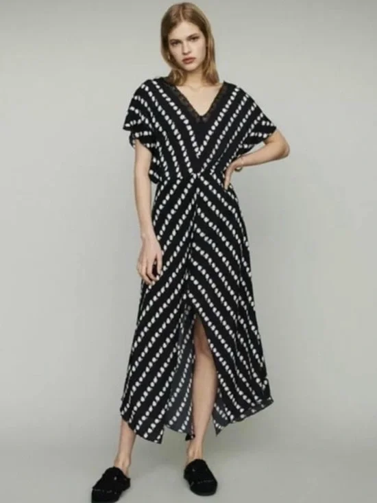 Maje Ritta Daisy Crepe Midi Dress Size 2‎ USA 6