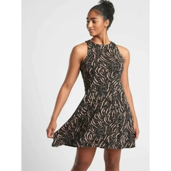 ATHLETA Santorini Thera Printed Dress Abstraction Black/Peat Size Small