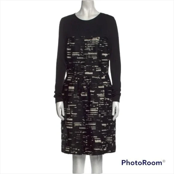 PIAZZA SEMPIONE Made in Italy Textured Wool Blend Knee-Length Dress Size US 10