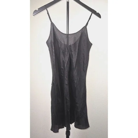 Coach 1941 Black Cupro Slip Dress Womens Size 4 Satin Mini Adjustable Straps