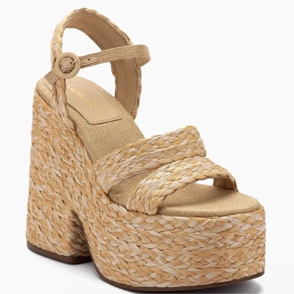 🌸LARROUDE🌸 Carmen 145MM Raffia Platform Sandal Size: 9.5