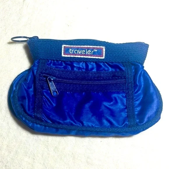 Vintage Traveler mini bag parachute coin purse royal blue! Authentic 80’s