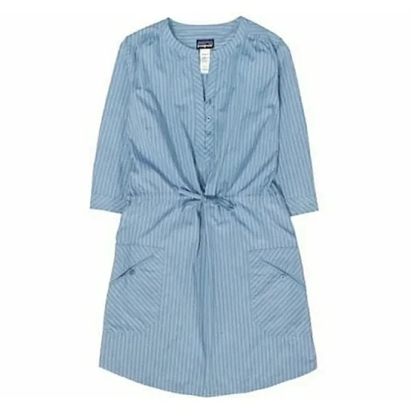 NWOT Patagonia Sun Shelter Tunic Dress in Storm Blue Stripe Size 12