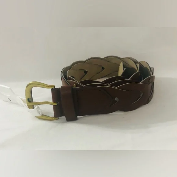 Women’s belt adjustable stud link braid antique brass buckle.S/M